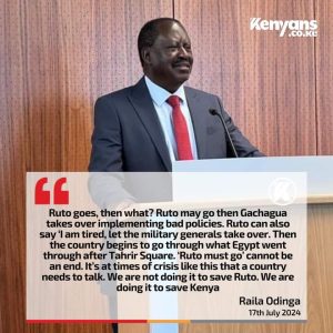 The enemy is Gachagua, Raila declares as he protects Ruto